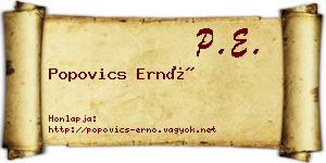 Popovics Ernő névjegykártya